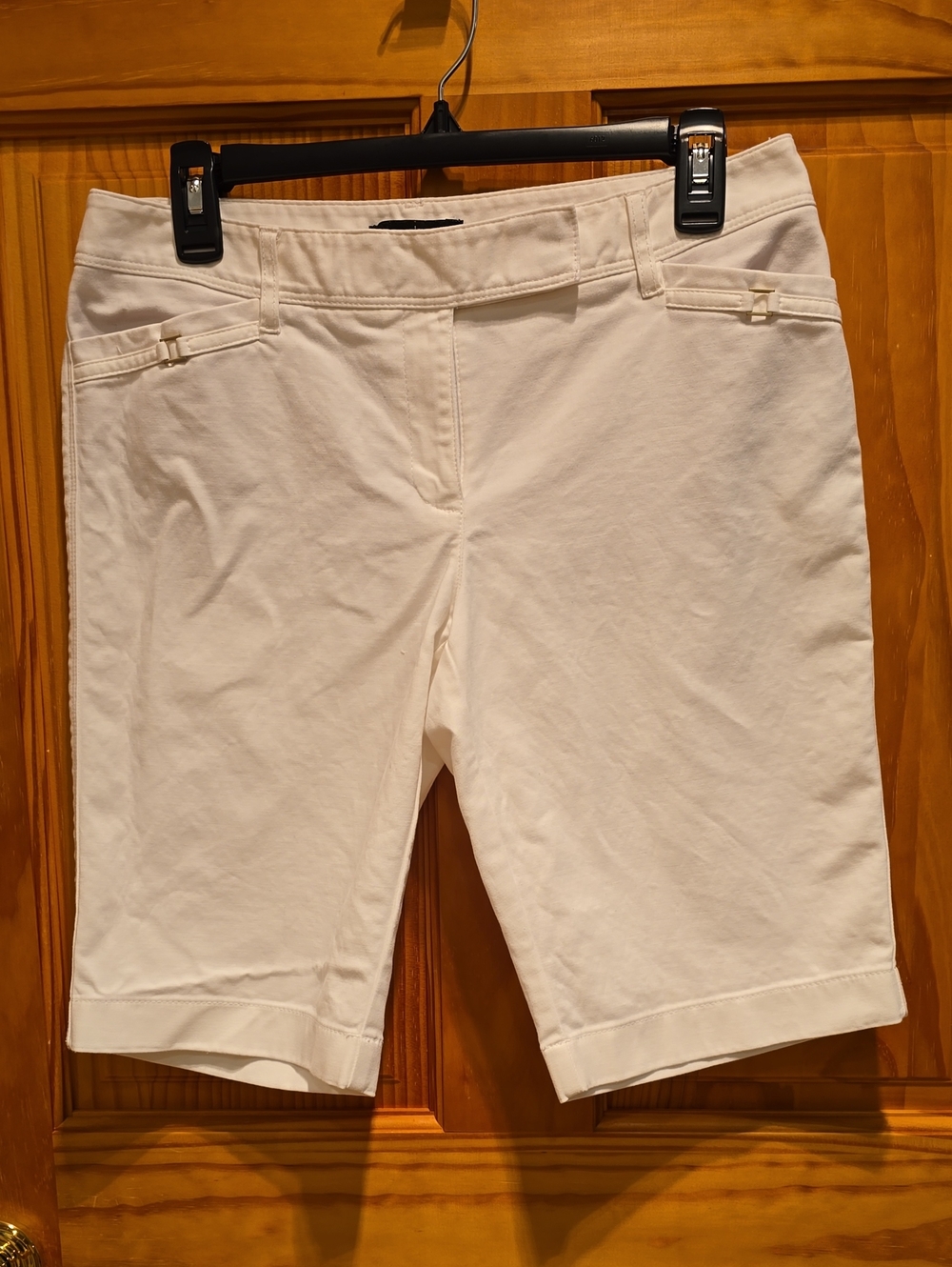 White House Black Market White Bermuda Shorts with Cuffed Hem